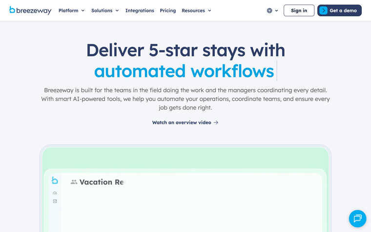Breezeway homepage: automated workflows for property care and field teams