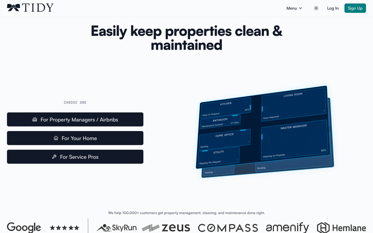 TIDY homepage: keep properties clean and maintained with automated vendor management