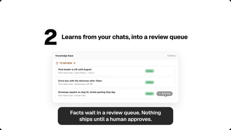 The message pipeline view where auto sent replies, drafts, and flagged messages are separated